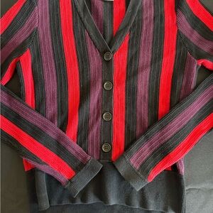 CAbi Red and Purple Striped Cardigan